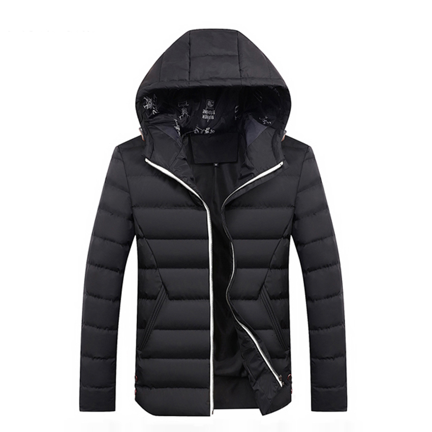 

2021 New Mens Winter Jackets Casual Warm Thick Coats Hooded Solid Thermal Parkas Waterproof Jacket Brand Men Outerwear 3fyn, Black winter jacket