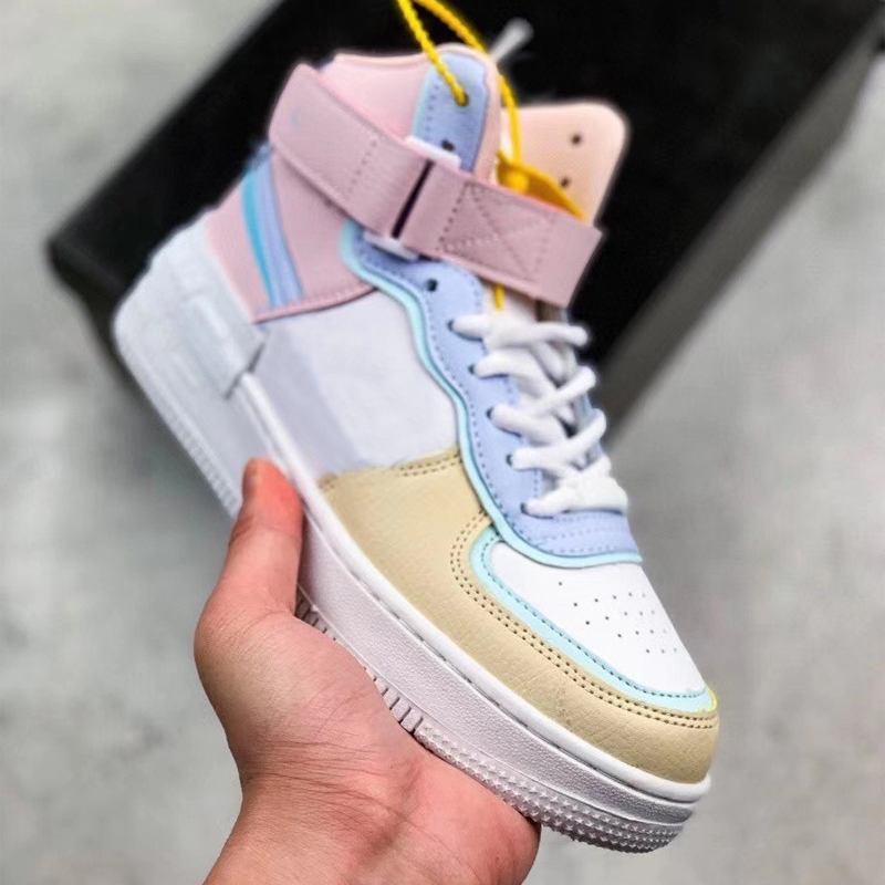 

2021 kids high Skateboard Shoes Cheap Classic Forces One Dunk 1 Knit Euro Air High children Trainer Casual Shoes 22-35, 001