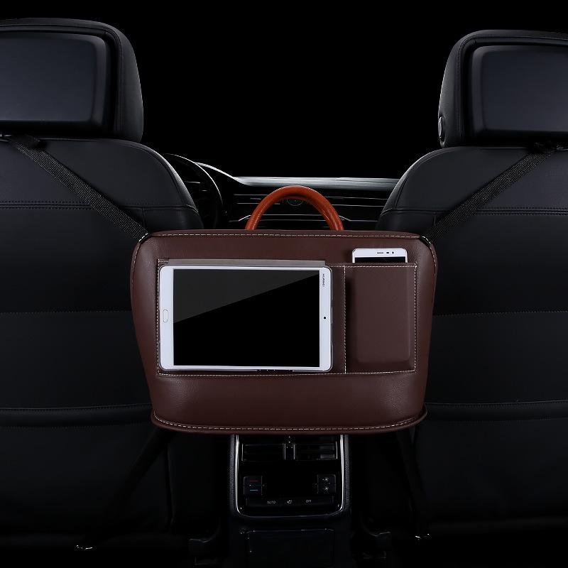

Car Organizer Leather Storage Bag, Hanging Bag Between Seats, Multifunctional Box For Chair Back,