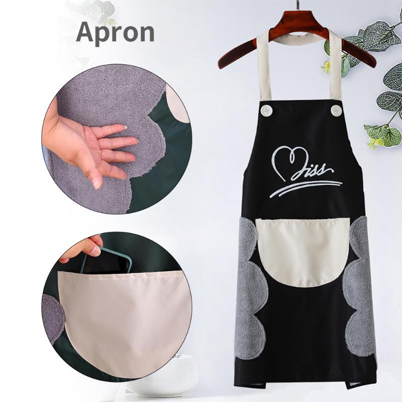 

Waterproof Hand-Wiping Kitchen Apron Heart Love Polyester Adult Bibs Home Aprons For Accessory