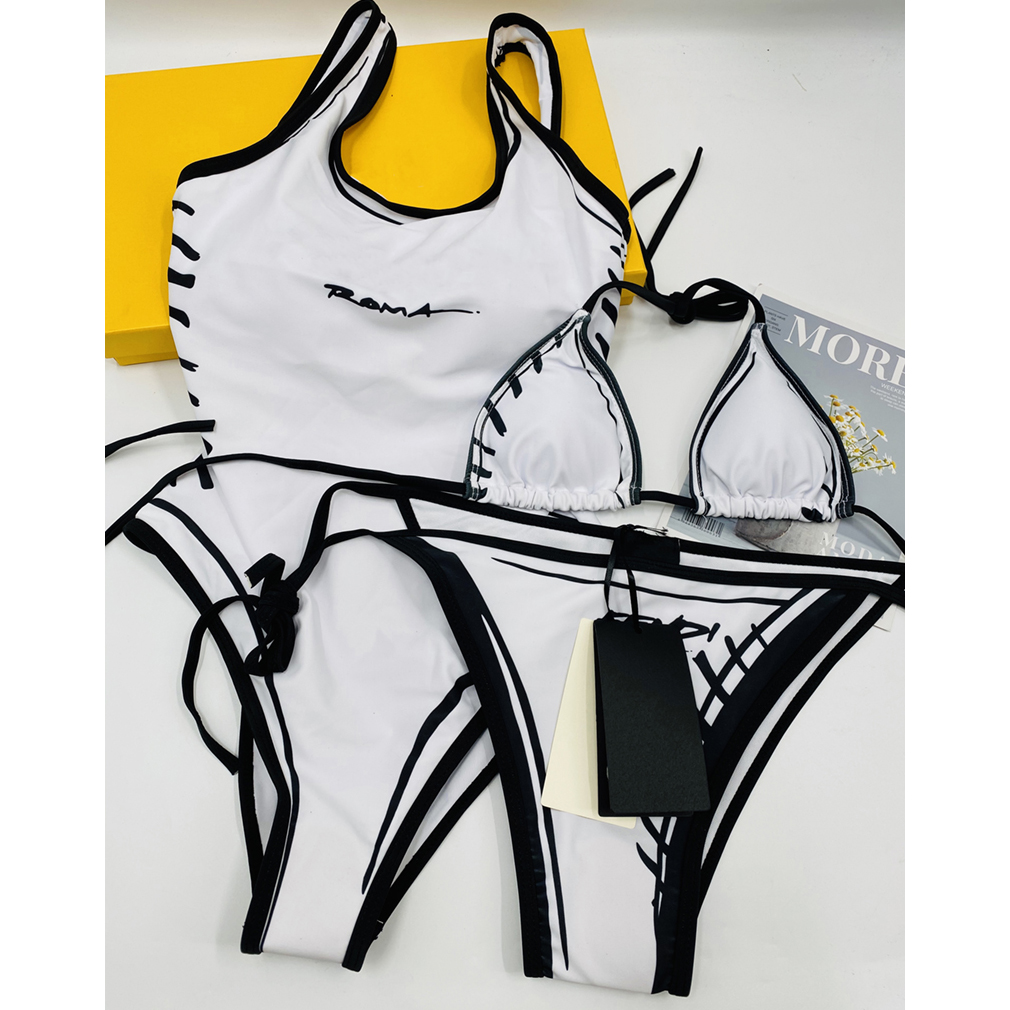 Designer Bikinis for Womens Sexy Swimsuit Design Letter Printed Strappy Swimwear Women Two Piece Backless Beach Sets 4 Styles-image-753610554