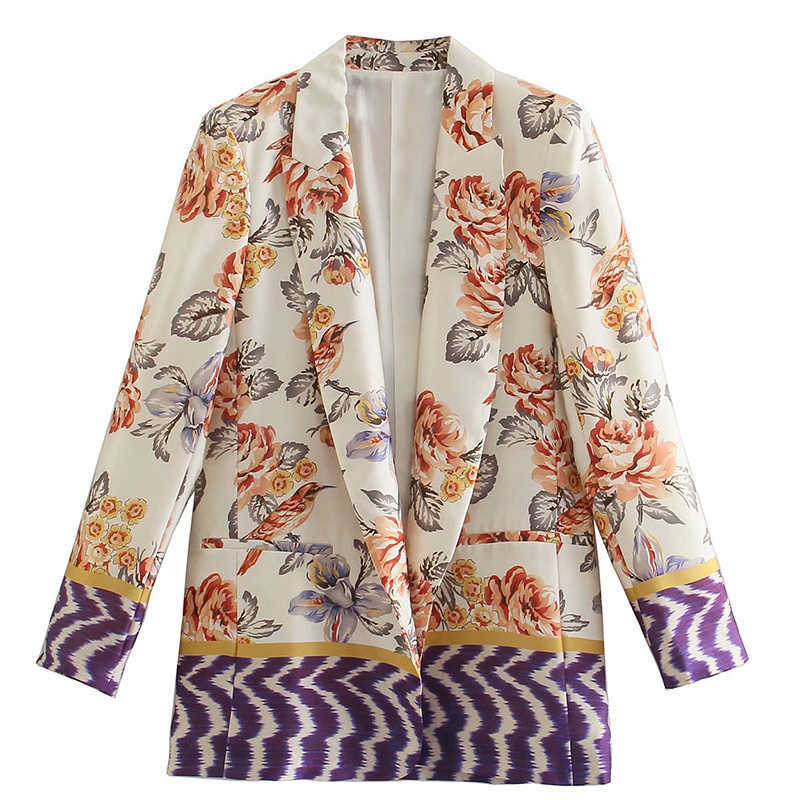 

Floral Print Contrast Color Long Sleeve Women Casual Suit Jacket Open Front Female Loose Blazers Summer Coat Tops 210604, Pants