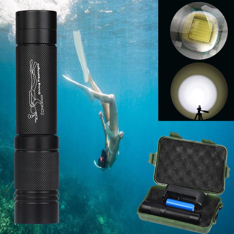

100m Waterproof XMLT6 LED Diving Scuba Torch 18650+Charger Powerful Diving Torch Set 18650 Battery LED
