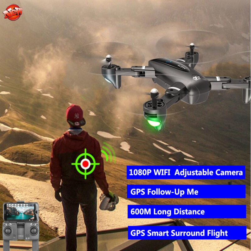 

Foldable WIFI FPV GPS Drone 20Mins 1080P Adjust Camera Intelligent GPS Follow Me Flight Track Wireless Control RC Helicopoter, Drone with 1 battery