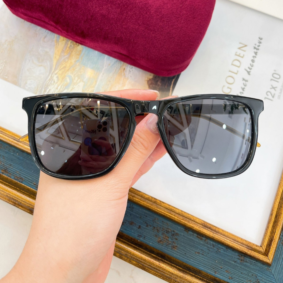 

Black Grey Square Sunglasses 0843 Sonnenbrille Fashion Sun Glasses Eyewear for Men with Box