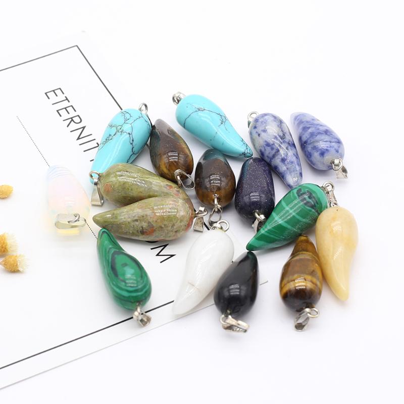 

Charms Natural Semi-precious Stones Irregular Shape Melon Seed Buckle Jewelry Pendant For Making DIY Necklace Accessories Size 10x27mm, Bronze;silver