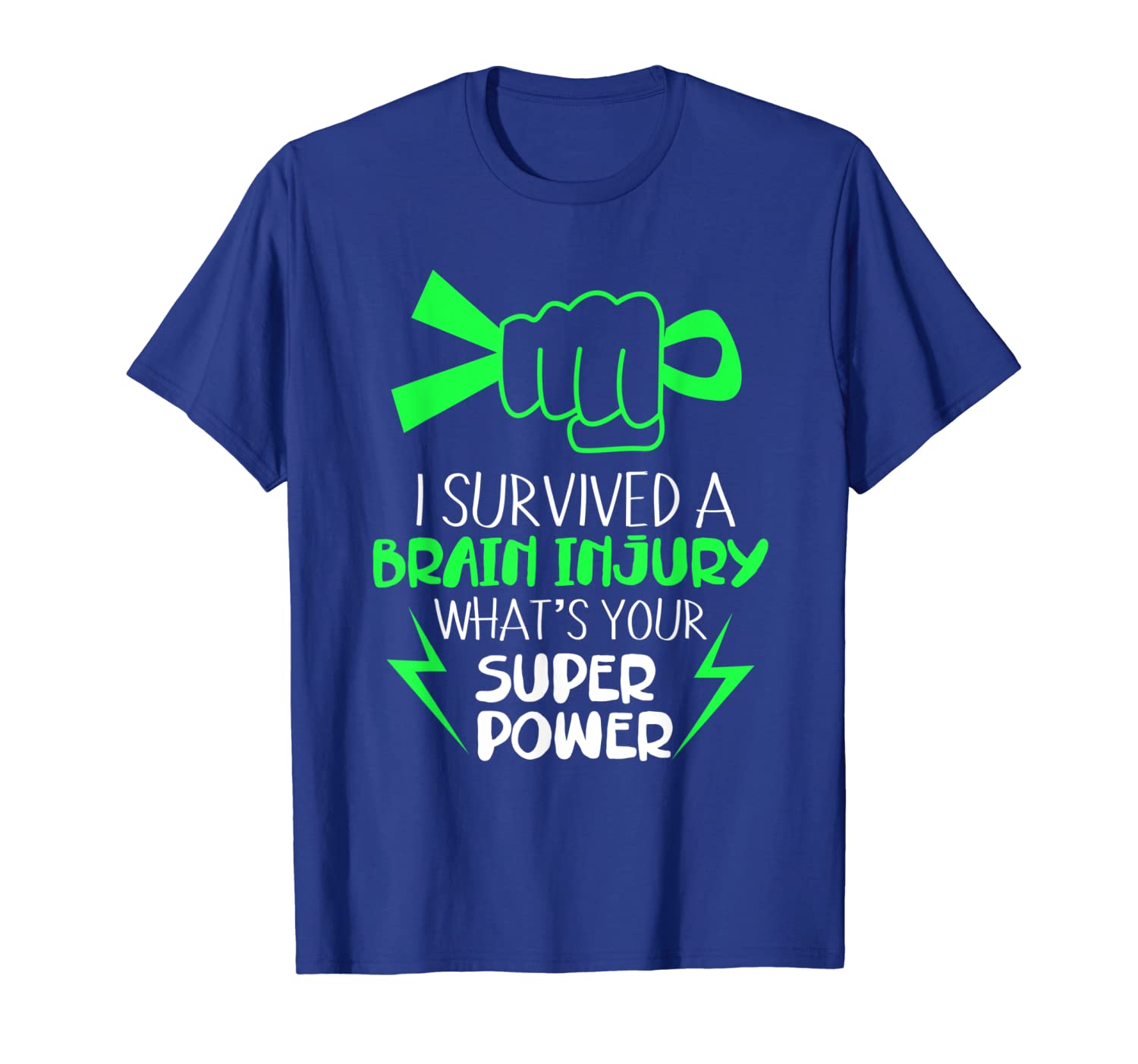 

i survived brain injury t shirt superpower strong awareness, White;black