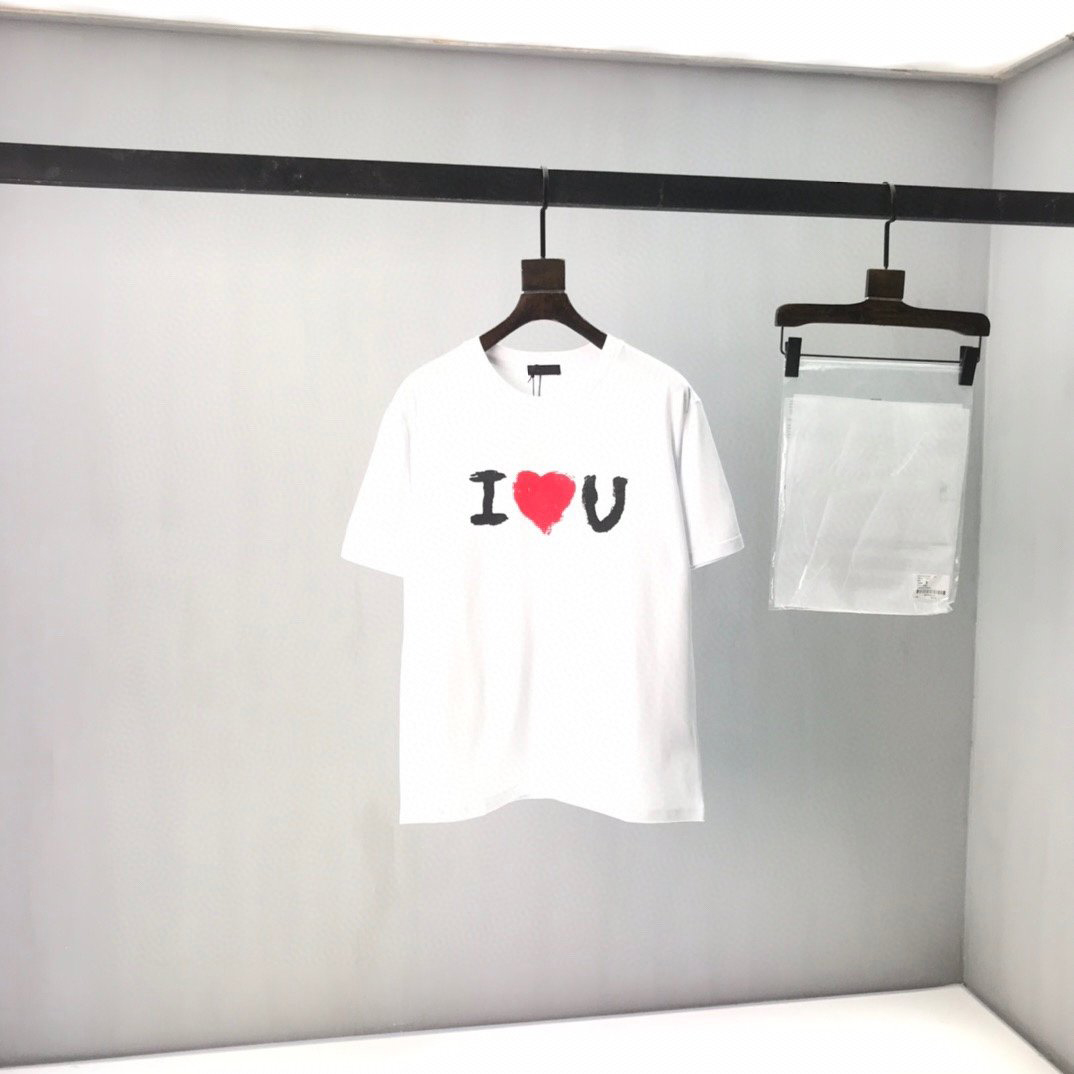 

21ss men printed t shirts LOVE paris letters men clothes short sleeve mens shirts tag letters polo New black white 06, White;black