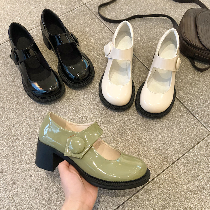 

Chunky-four-inch Plutonium Flours Lolita Vintage Toe Round Mary Jane Japanese Beautiful Cosplay Jk Uniform Girls Student Shoes Muxh, Black