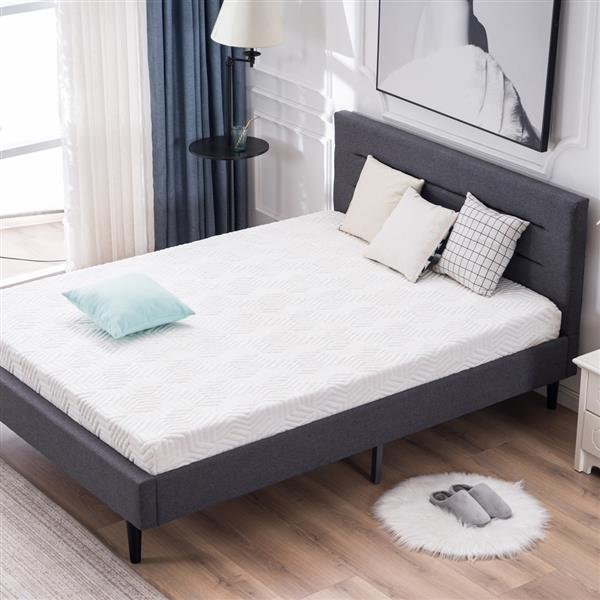 Bedroom Furniture Right Angle Horizontal Line Decorative Pack Linen Dark Gray Queen size soft bed-image-656038653