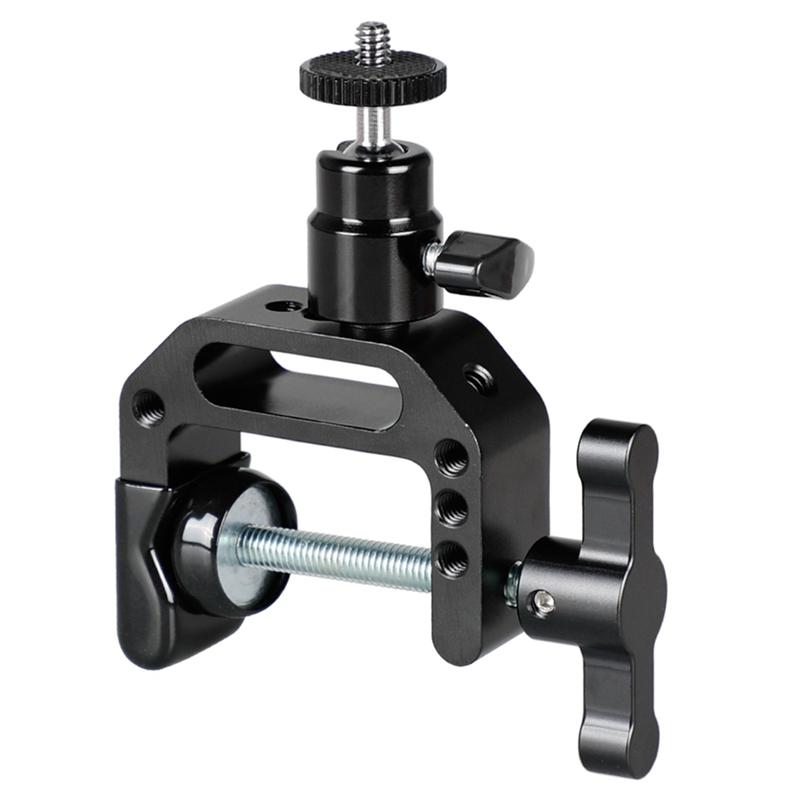 

Heavy-Duty C Clamp Grip with 1/4Inch -20 Ball Head Support Holder (Black Locking Knob