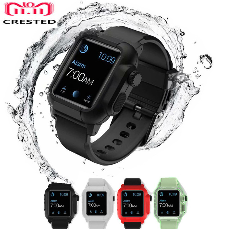 

waterproof Luminous case+Strap For Apple Watch band 44mm/40mm/42mm Bracelet case apple watch series 3 5 se 6 220214