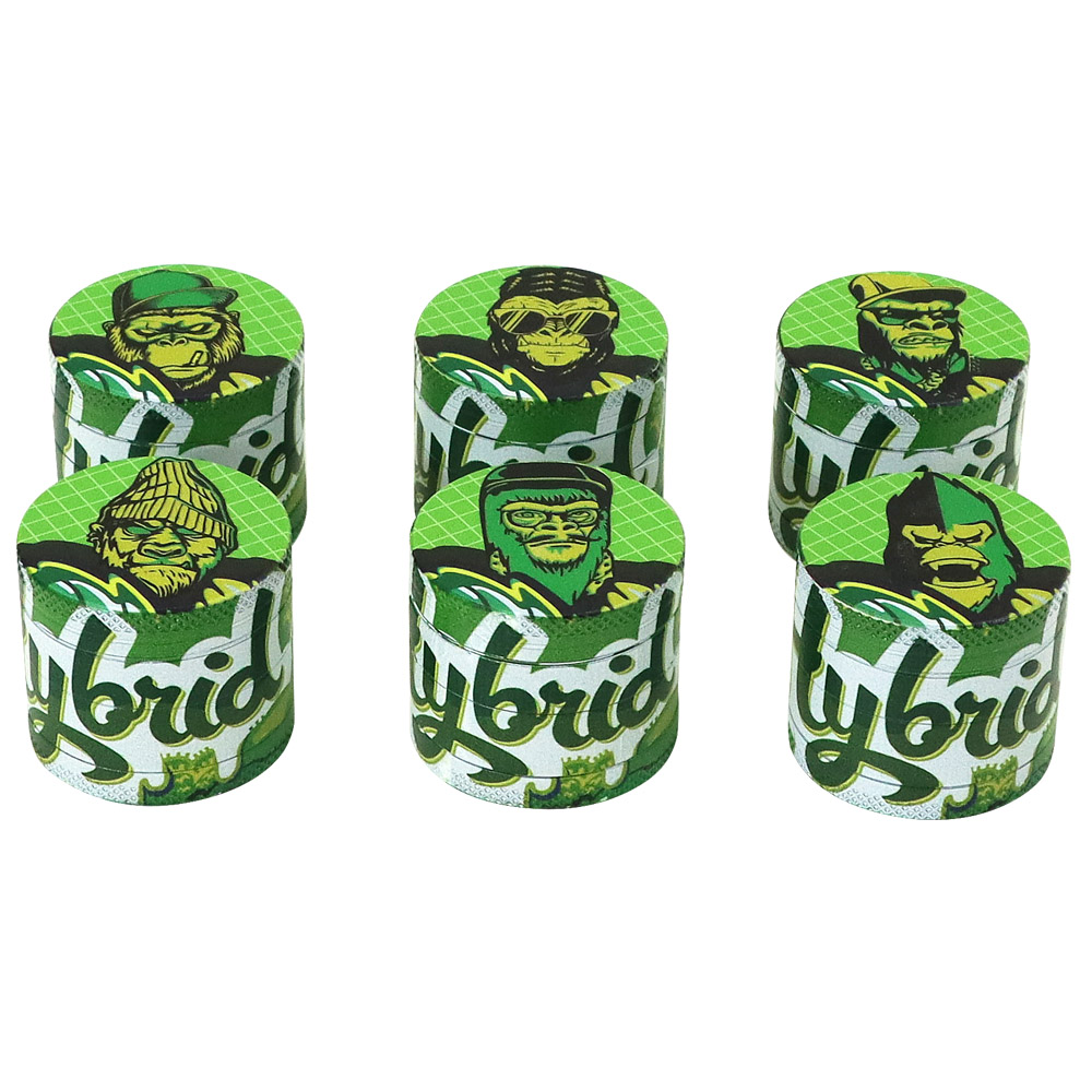 

12PCS/display Box Diameter 40 MM Gorilla Rolling Star Pattern Smoking Metal Tobacco Herb Grinders Green Color Wholesale