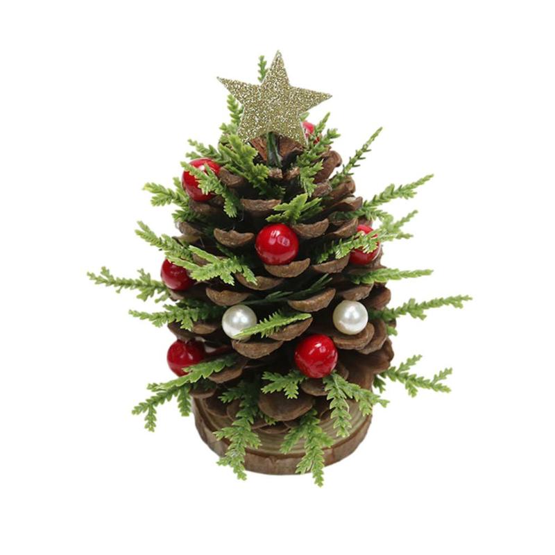 

Christmas Decorations DIY Tabletop Mini Tree Materials Pine Cone For Doors Wall Holiday Party