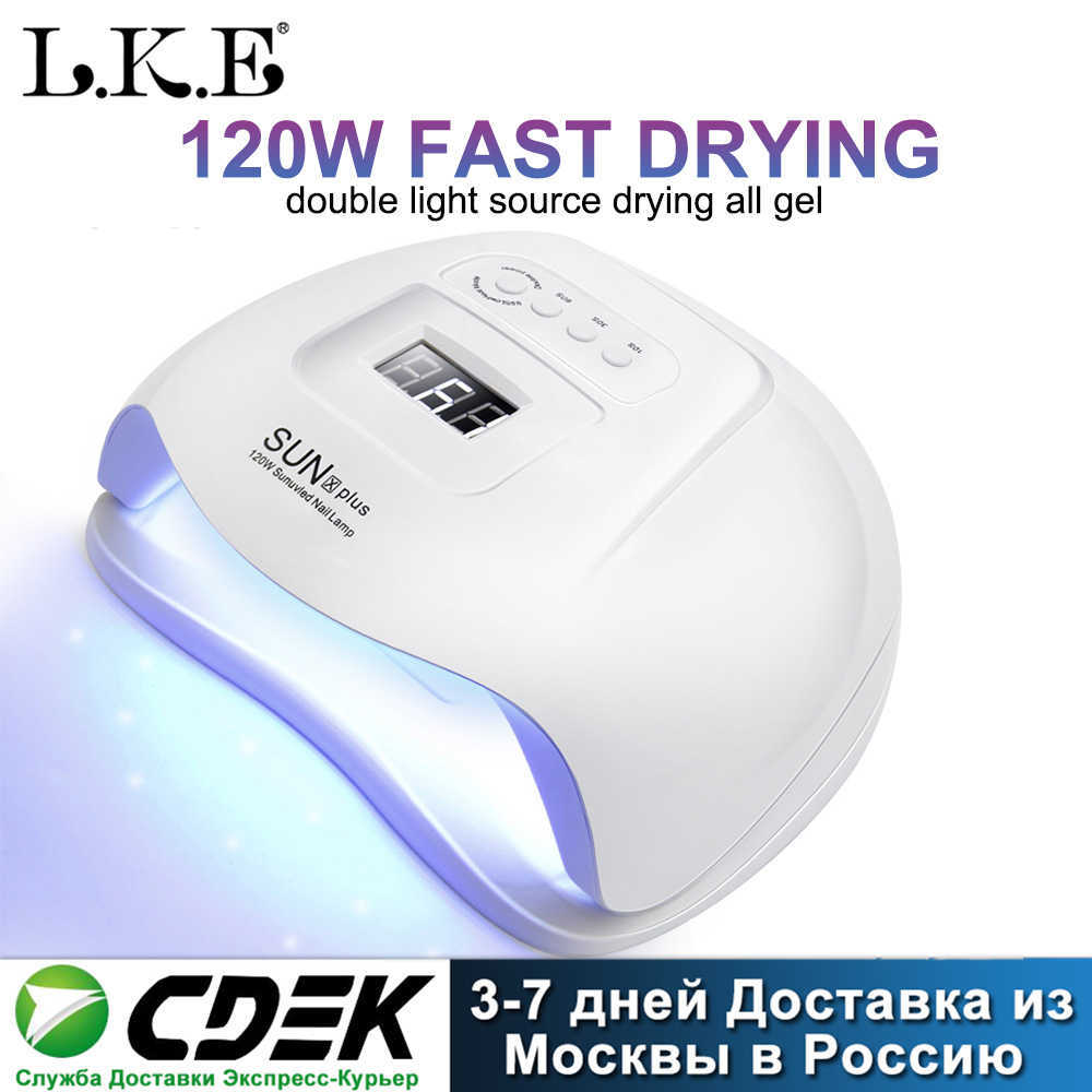 

LKE Nail Dryer 120W SUN X UV LED Nail Lamp For All Gel Polish With Automatic Sensor LCD Display 4 Timer Ice Lamp Of Nails Art 210608, Scallop lamp