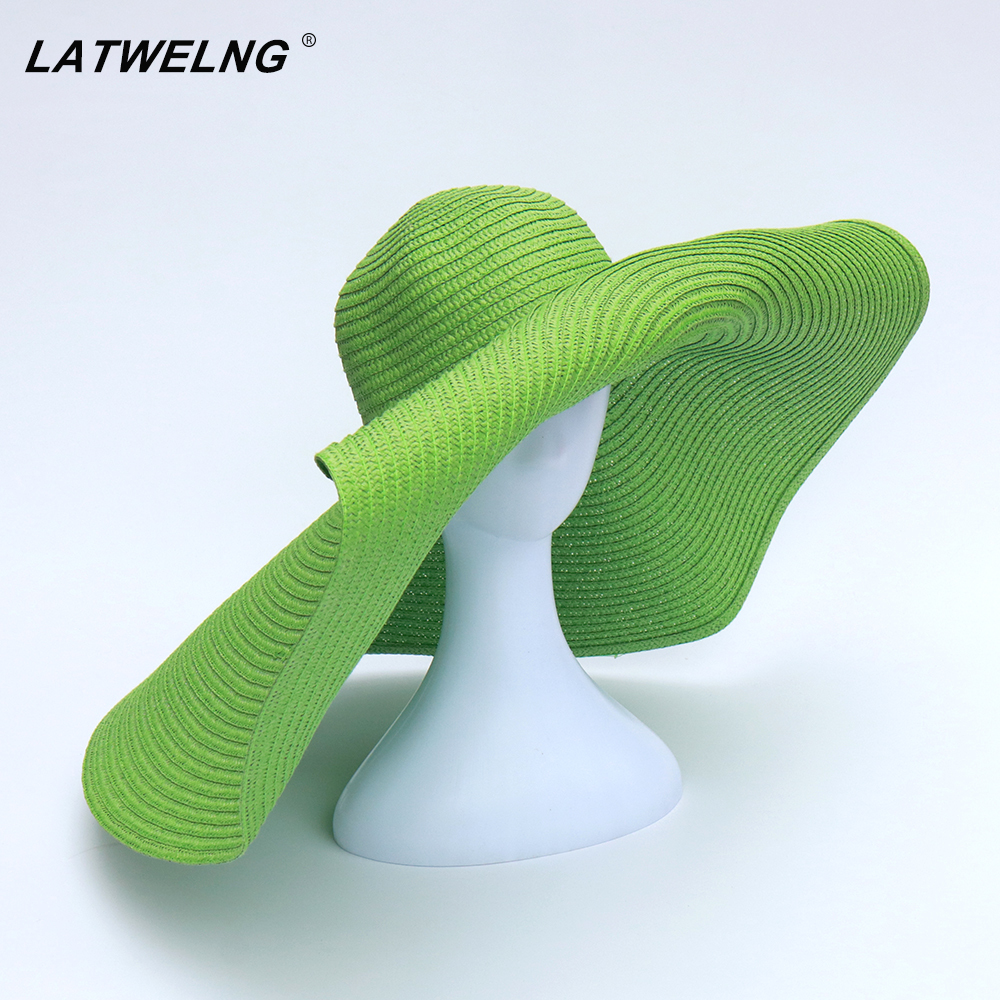 

Wholesale 15Colors Ladies Summer Oversized Hats Women Floppy Big Beach Hat Fashion Foldable Vacation Sun Visor Caps Dropshipping 210311, Denim