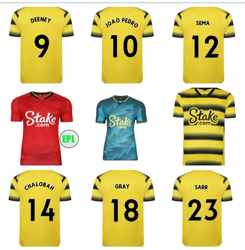 

21 22 WATFORD soccer jerseys home away SEMA 12 GOSLING 16 SUCCESS DEENEY 9 POLLOCK BAAH SIBO STUPAREVIC 2021 JERSEY FOOTBALL SHIRTS, Black;yellow