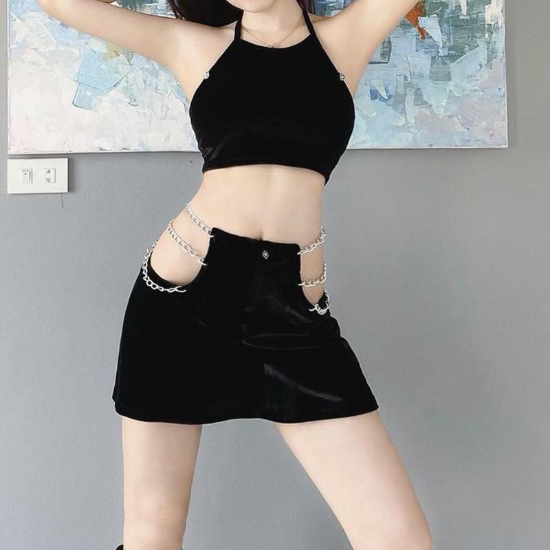 

Women' Tanks & Camis European American Girls' Summer Skirt Suit Two Piece Character A11615, Black