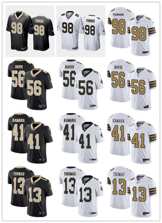 

Mens Womens Youth New OrleansSaints98 Payton Turner 41 Alvin Kamara 56 DeMarioDavis Black White custom Football Jerseys, Colour