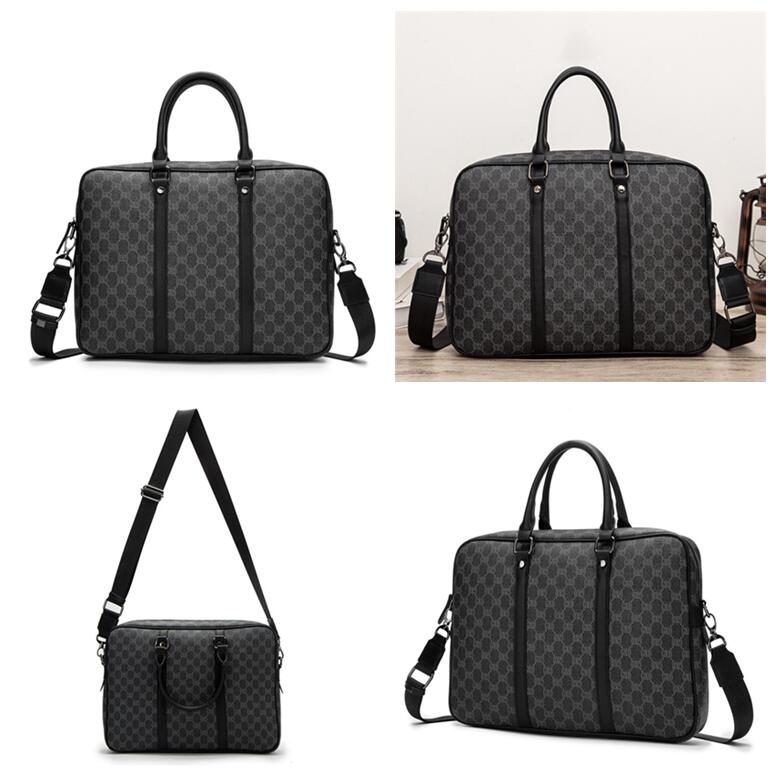 

Factory sales men bag business horizontal leather mens handbag classic printed businesses briefcase street trend Joker plaid shoulder bags, Black3-4063