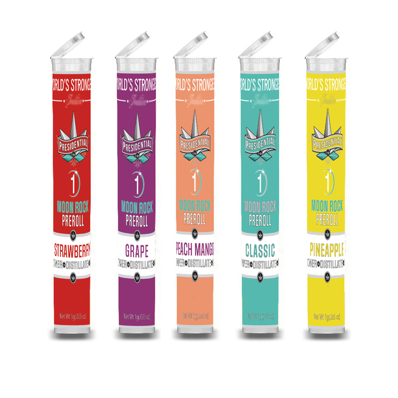 

pre roll package bottle Presidential 1g moonrock preroll 1.5g blunt tube joint tubes with stickers classic strawberry