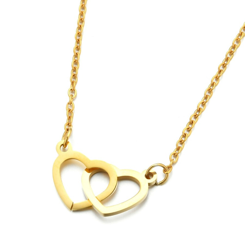 

Stainless Steel Couple Heart pendant Necklace Silver Gold Chains Necklaces for Women Fashion Jewelry Will and Sandy