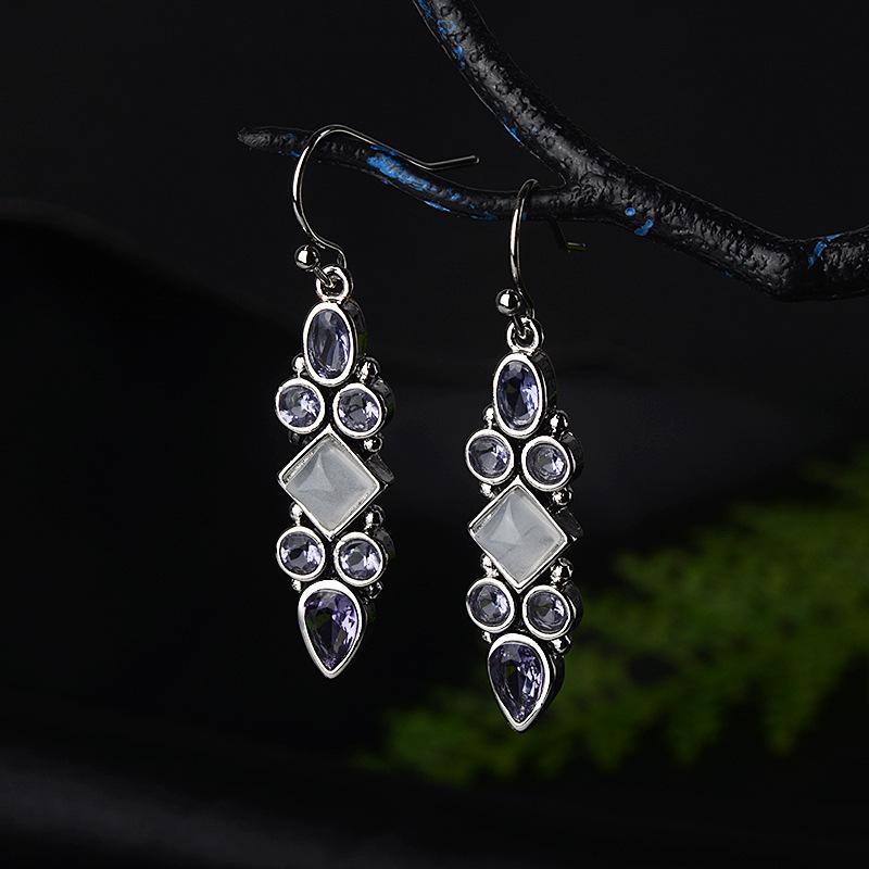 

Dangle & Chandelier 2021 Vintage Long Drop Earring For Women Boho Jewelry Ethnic Natural Blue Stone Earrings Pendientes Gift