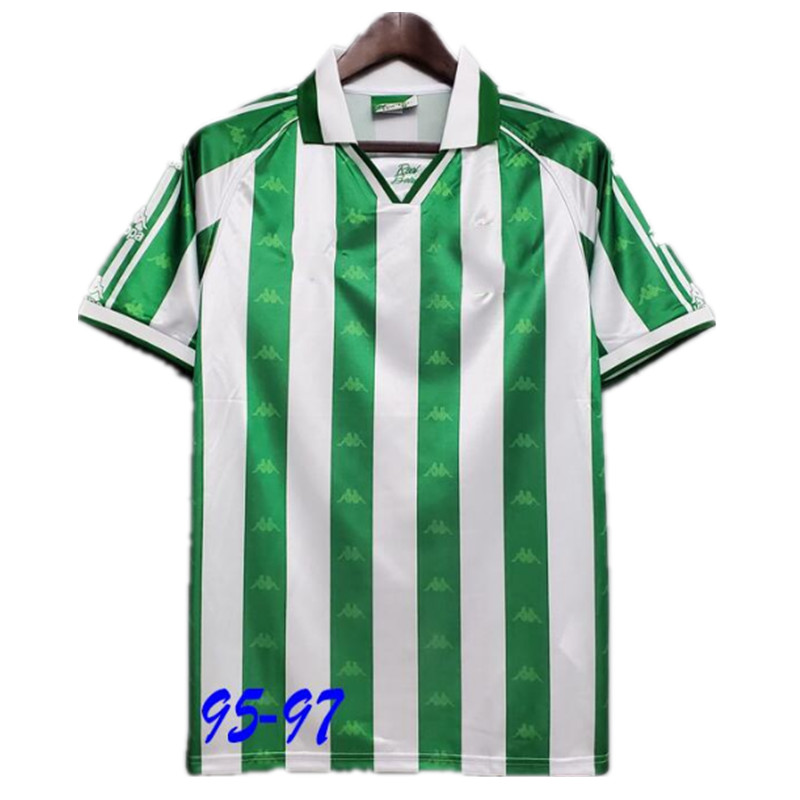 

TOP 1995 1997 Real Betis retro home JARNI soccer jerseys 95 97 Match Worn Menendez RIOS 21 FINIDI 11 green Football shirt, Brown