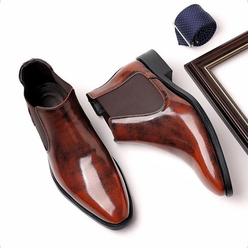 Chelsea Boots Men Shoes 2021 New Ankle Spring Autumn Slip on Round Toe PU Leather Casual Outdoors Fashion Classic Comfortable Botines DP095