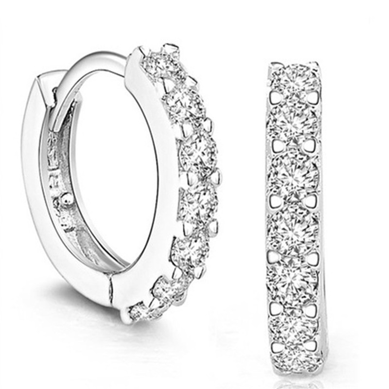 

Charms Wedding Stud Earrings 2016 New 925 Sterling Silver 7 CZ High Simulated Diamonds Engagement Beautiful Jewelry Crystal Ear Rings 250 R2, Golden;silver