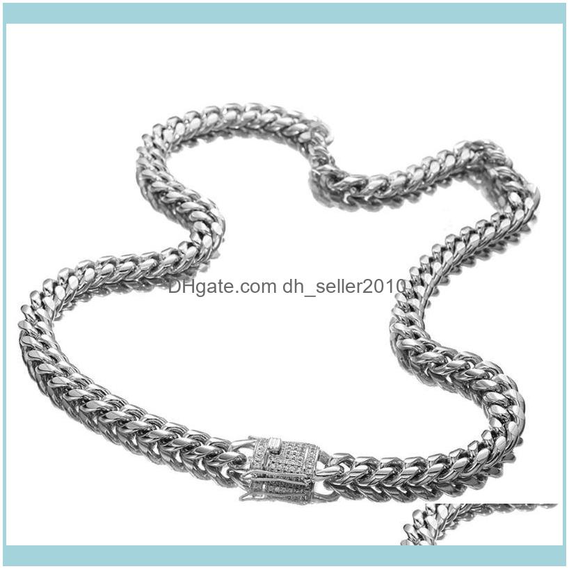 

Necklaces Pendants Jewelry12Mm Wide 7-40Inch Mens 316L Stainless Steel Curb Cuban Link Chain Necklace & Bracelet Jewelry With Rhinestone But