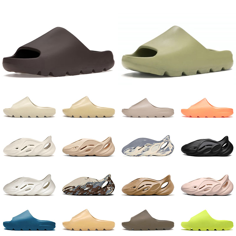 

2022 sandal Mens Women Fashion Slides Slippers Big Size US 13 All Black Earth Brown Resin Enflame Orange Pure Blue Mineral Blue Tan Kid Boys Girls Slide Beige Sandals, D23 kids 32-35