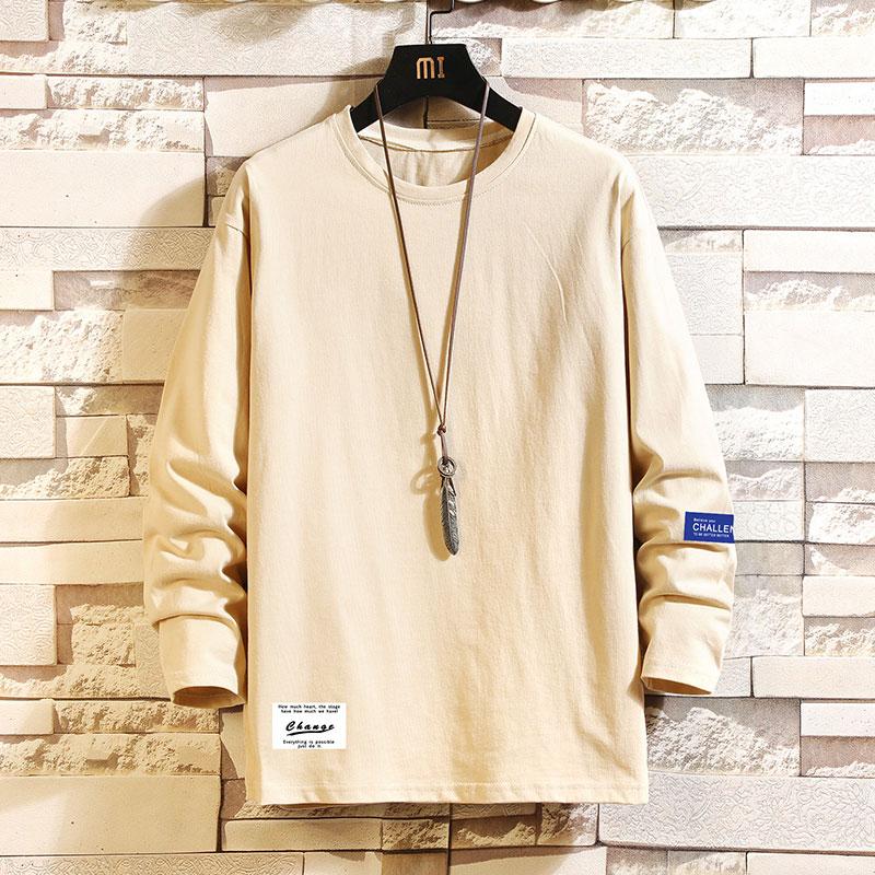 

Fashionable Men's Cotton T-shirt Long Sleeve Summer High Quality Men's Top Oversized Pullover 5XL Trendy Comfortable Casual T-shirt, White;black