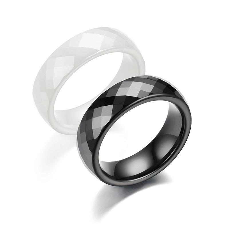 

Wedding Rings Simple Black White Ring Ceramic For Women With Band Width Size 5-12 Gift Men