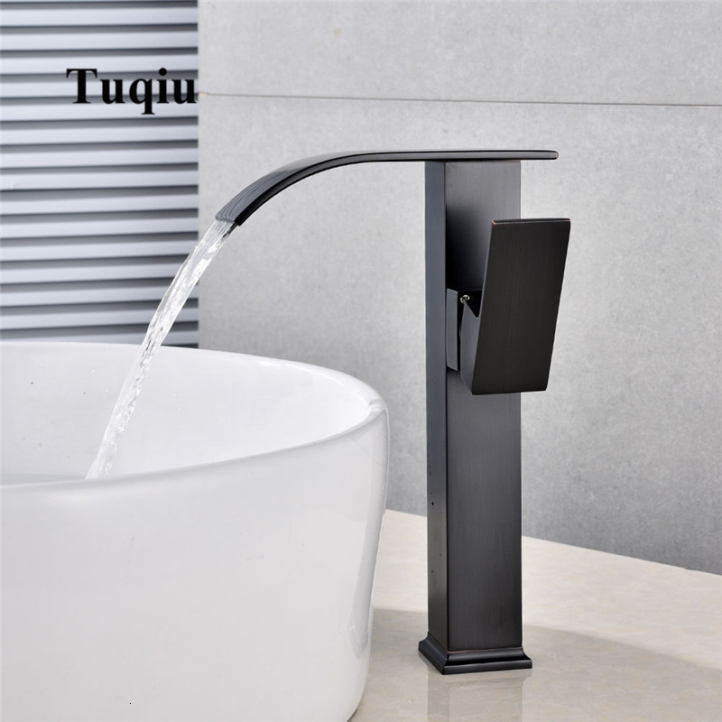 

2021 New Basin Hot Cold Waterfall Black Oil Brushed/chrome Bathroom Deck Mounted Sink Faucet Lavatory Tap Sgwn