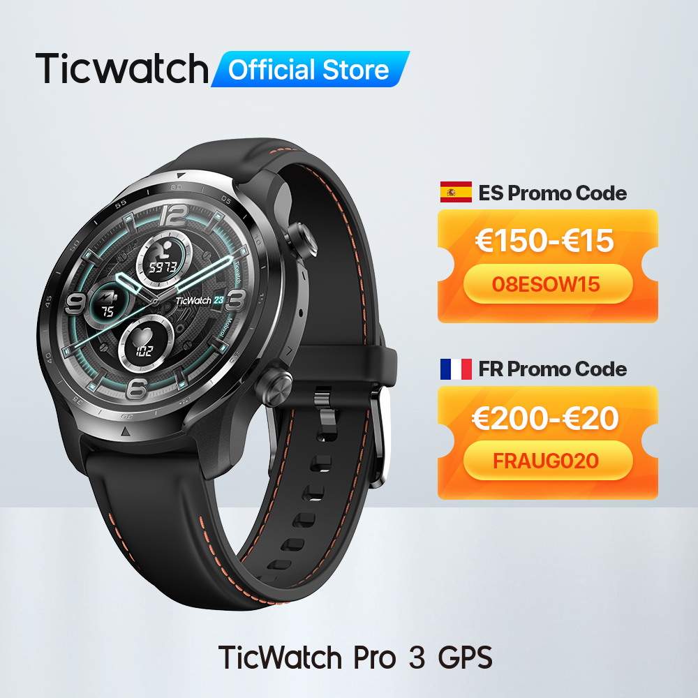 

TicWatch Pro 3 GPS Wear OS Smartwatch Mens Sports/Smart Watch Dual-layer Display Snapdragon Wear 4100 8GB 3 to 45 Days Batteryg, Shadow black
