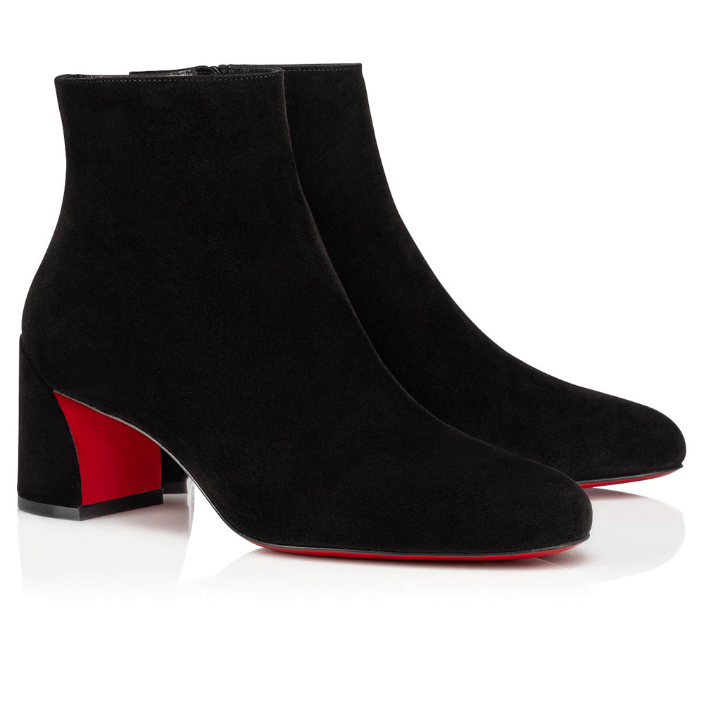 

Luxury Elegant Women Red Bottom Ankle Boots High Heels Turela 55 mm Pointed Toes Suede Leather Pumps Lady Wedding Party Booty Coarse Heel Sh, Black