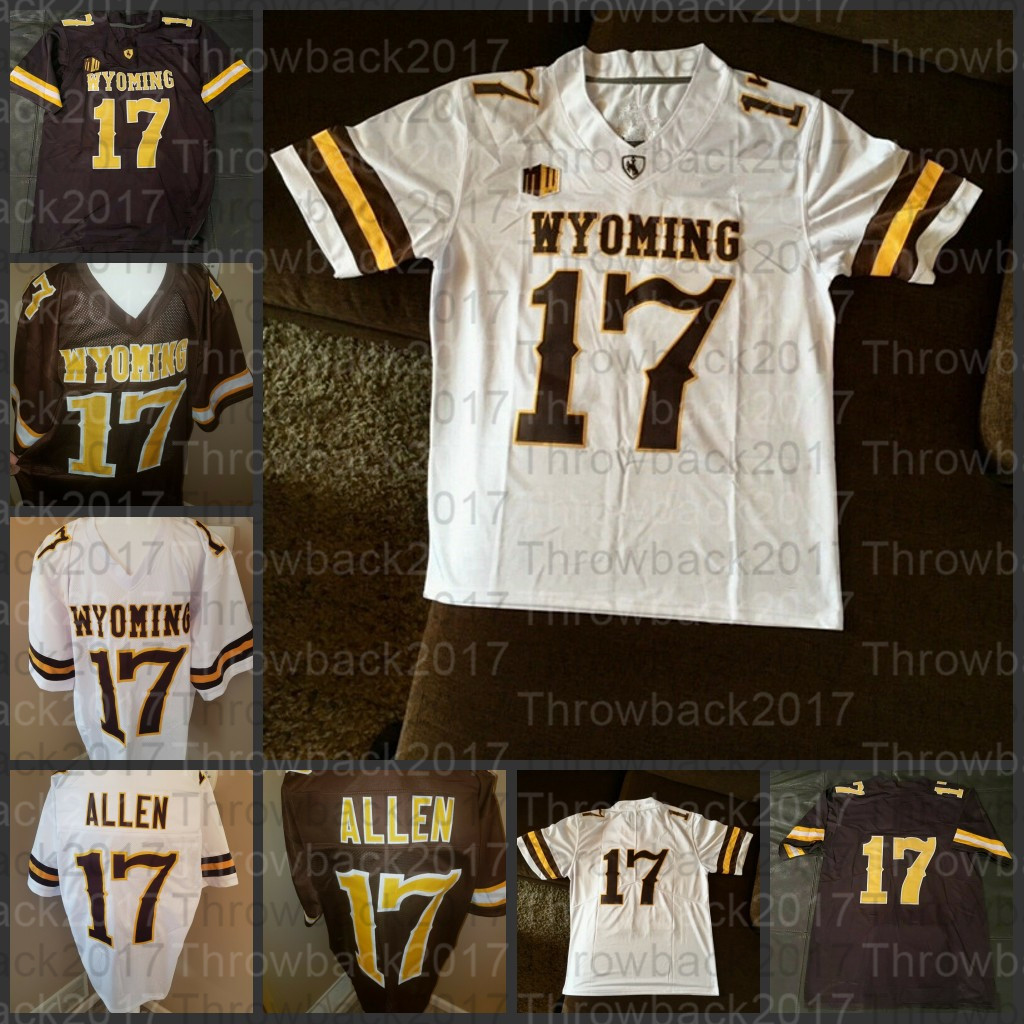 

Men' Wyoming Cowboys Brown And White Football Jersey Josh #17 Allen Jersey Adult -3XL College Football Jersey, Men/ white /no name