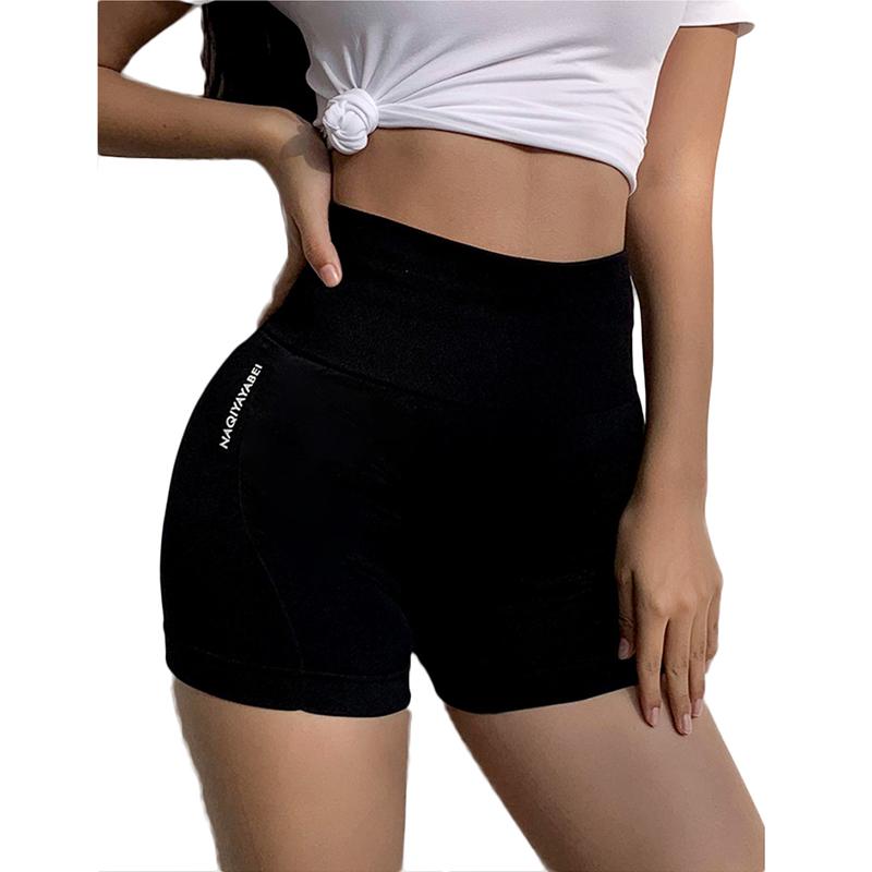 

Women' fitness slim high waisted tight pants quick dry running shorts elastic peach hip lifting Yoga Pants, Black