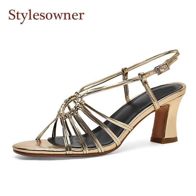 

Dress Shoes 2021 Summer French Style Noble And Elegant Retro Golden High Heel Sandals Women Thick Open Toe Roman, Black