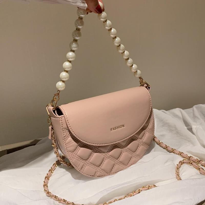 

Pearl Tote Small 2021 fashion new high quality PU leather Women's Designer Handbag Chain Shoulder Messenger Bag, Black