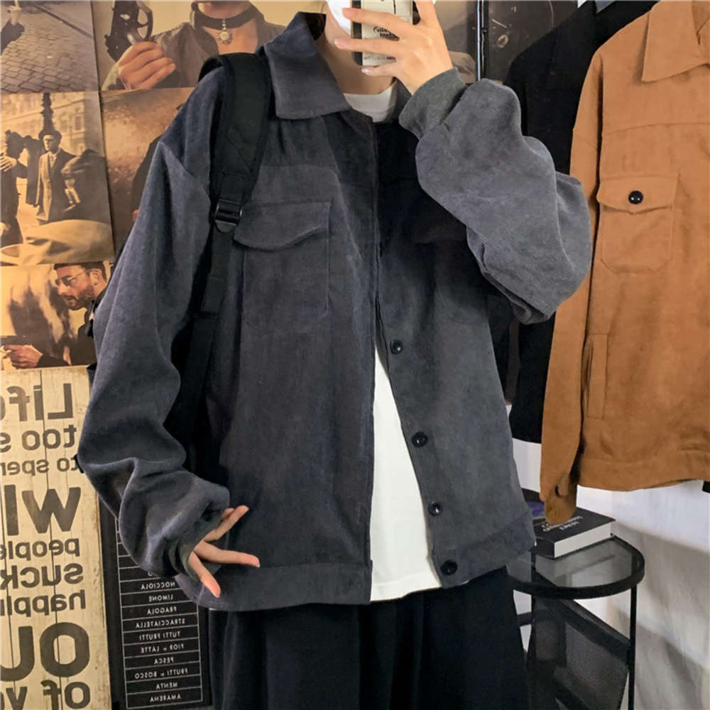 

Spring and autumn fashion corduroy men's Korean versatile student LONG SLEEVE WORK jacket, Black;brown