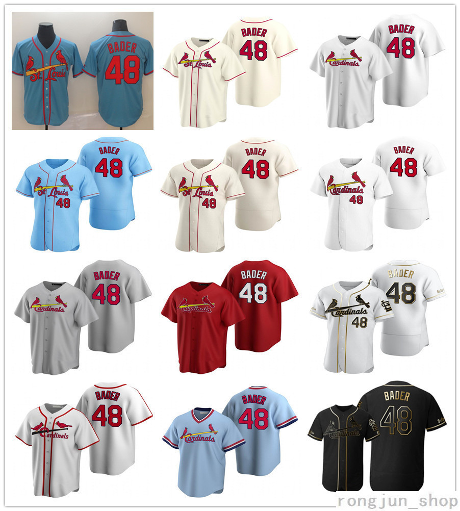 

Stitched Men Women Kids 48 Harrison Bader Jerseys White Blue Red Grey Cream Baseball Shirts Lady Youth Best Quality
