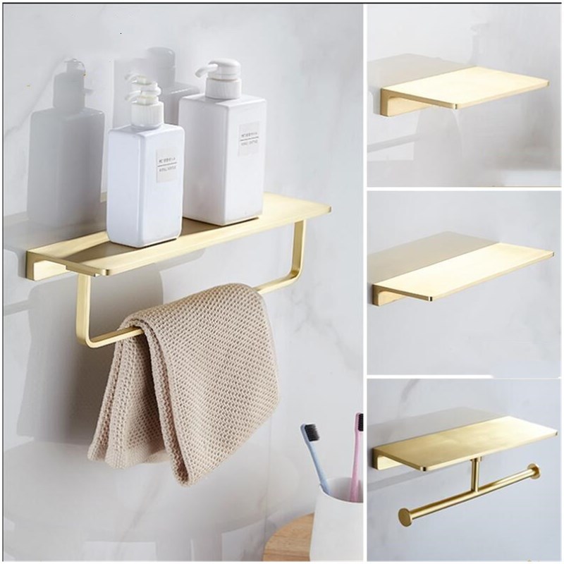 

2021 New Total Brass Wall Mounted Bathroom Soap Dish Shower Shelf Brushed Gold Bath Shampoo Basket Holder Kg19