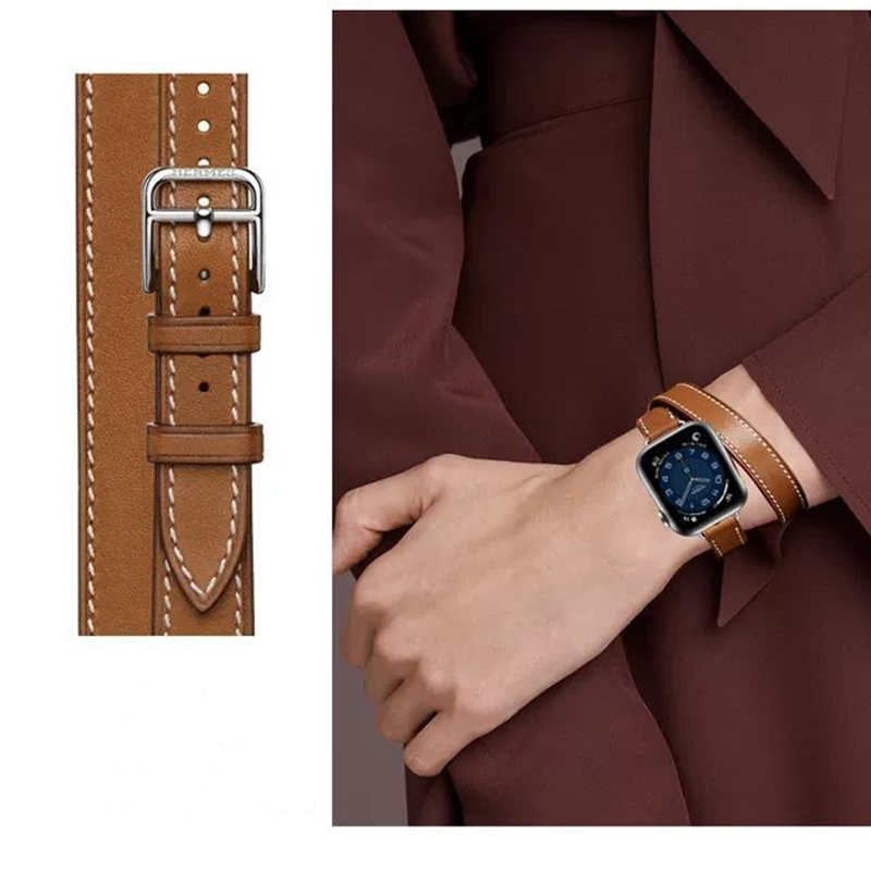 

Watch Bands for Apple iwatch 1 2 3 4 5 6 Fashion Letter H Double Tour with box Luxury Genuine Leather Watchband Replacement Wrist Band frsky