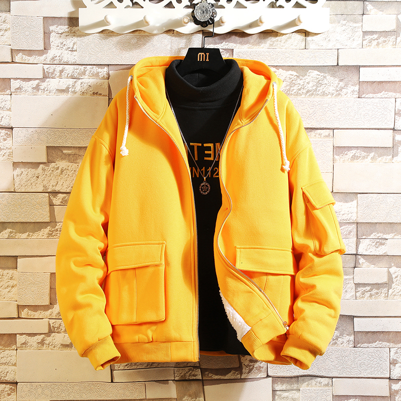 

2021 New Casual Jacket Men Winter Thick Warm Teddy Sportwear Male Ffy Fleece Hoodies Coat Youth Drop Shipping Ksl2, Gold