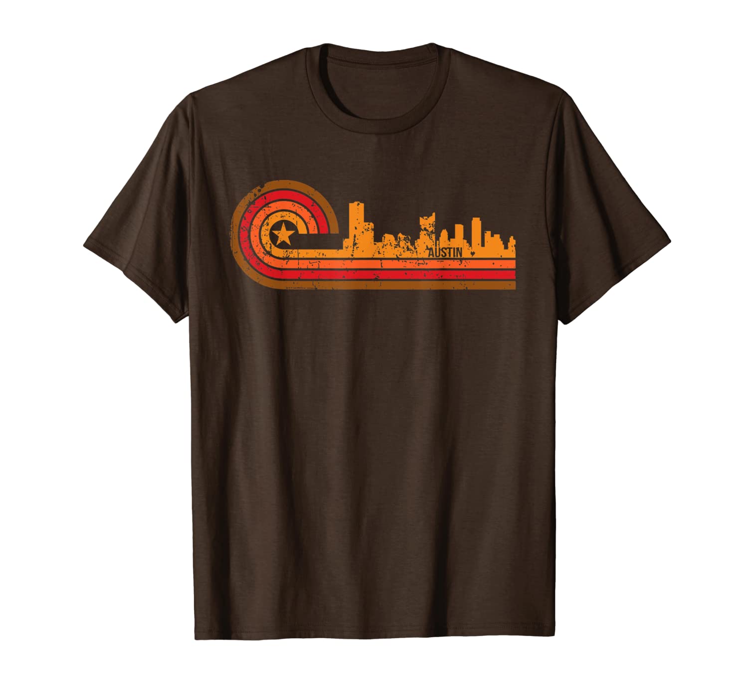 

retro austin cityscape - austin tx skyline t-shirt, White;black