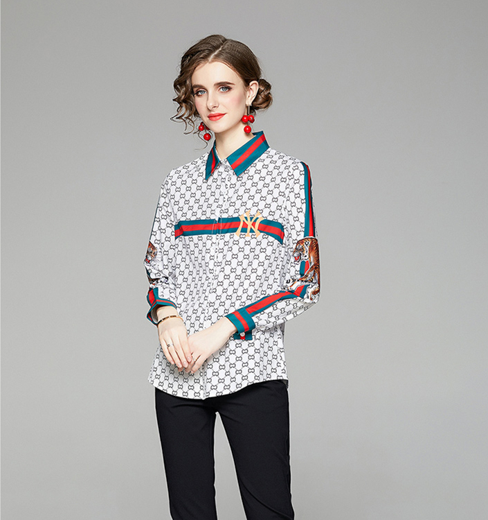 

New Style Quality Printed Runway Button Shirts Casual Women's Designer Blouses Long Sleeve Spring Autumn Beautiful Shirt Office Elegant Tops