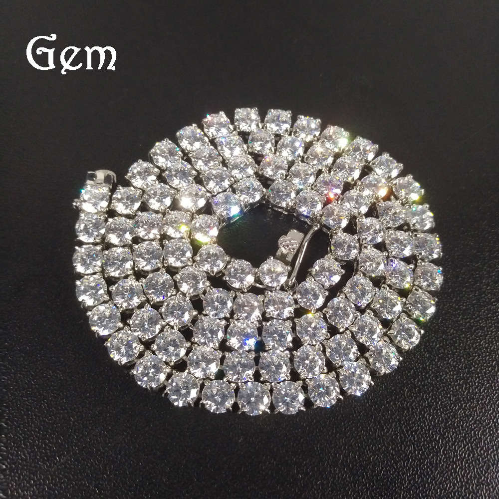 

Trendy hip hop 5mm zircon row stainless steel necklace vacuum color new men's jewelry