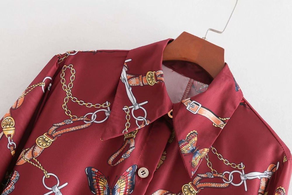 

new vintage chain butterfly printing shirtdress three quarter sleeve sashes kneeth women dress vestidos party chic dresses, Black;gray